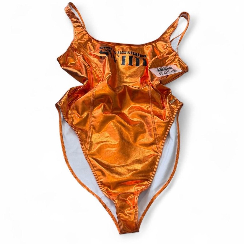 Nia Lynn x Sports Illustrated Swimsuit Metallic Orange One Piece, Women's Sz XL